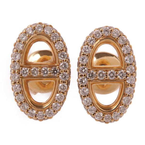 HERMES Farandole Diamond Earrings 18K Rose Gold