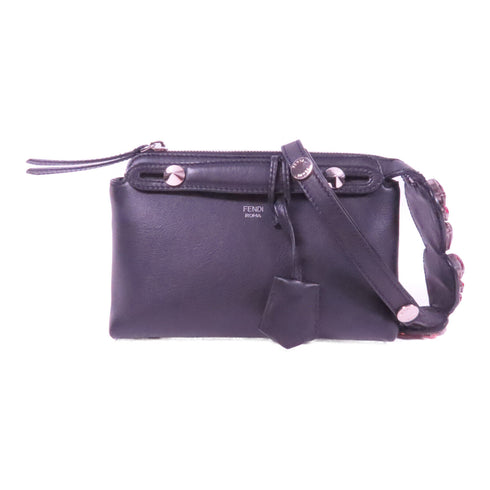 FENDI SHW By The Way Calf Shoulder Bag Calfskin Leather Black