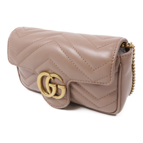GUCCI GHW GG Marmont Chain Shoulder Bag 476433 Leather Dusty Pink