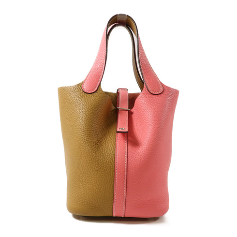 HERMES Picotin Lock Casaque Hand Bag Clemence Pink/Brown