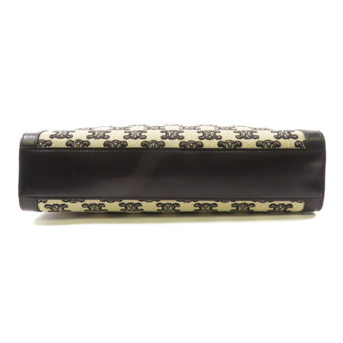 CELINE GHW 2 Way Shoulder Bag Canvas Leather Beige Black