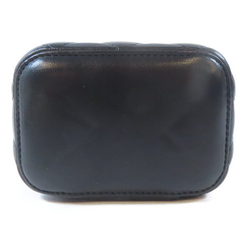 CHANEL Quilted CC GHW Vanity Case Chain Shoulder Bag Lambskin Leather Black