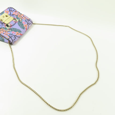 Furla GHW Chain Shoulder Crossbody Bag Calfskin Leather Purple