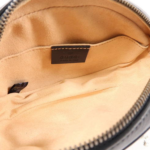 GUCCI Herringbone GG GHW GG Marmont Waist Bag 476434 Calfskin Leather Black
