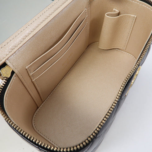 CHANEL Quilted CC GHW Chain Shoulder Vanity Case Bag Lambskin Leather Black v1