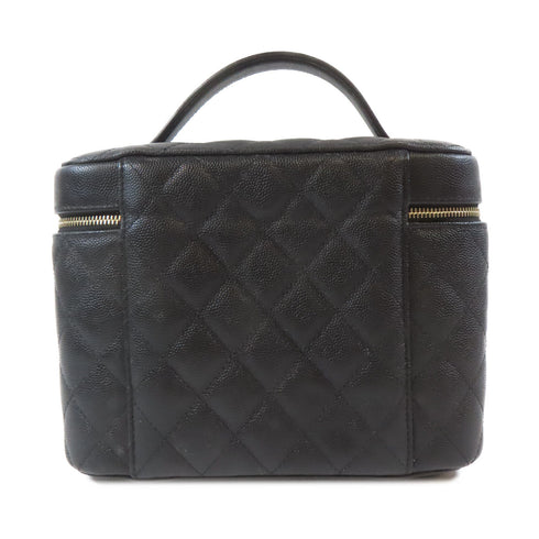 CHANEL Quilted CC GHW Vanity Case Caviar Leather Black
