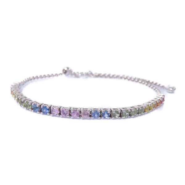 Fine Jewelry Color Stone Bracelet Bangle Accessories 18K White Gold Multicolor