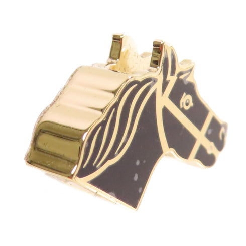 HERMES Quadrige Twilly Ring Scarf Ring Metal Gold Tone Color Black