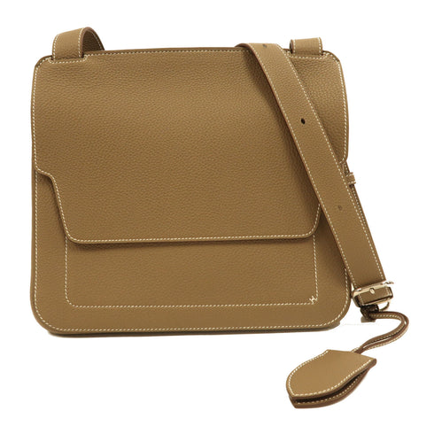 HERMES PHW Mali-Selle PM Shoulder Bag Togo Leather Etoupe