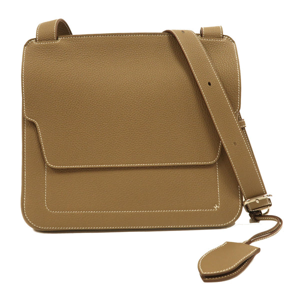 HERMES PHW Mali-Selle PM Shoulder Bag Togo Leather Etoupe