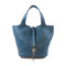 HERMES PHW Picotin MM Tote Bag Handbag Clemence Leather Colvert Blue
