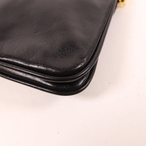 Tory Burch GHW Reva Clutch Chain Shoulder Bag Calfskin Leather Black