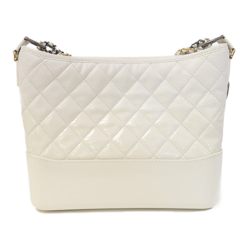 CHANEL Quilted CC Gabrielle Chain Shoulder Bag Calfskin Leather White