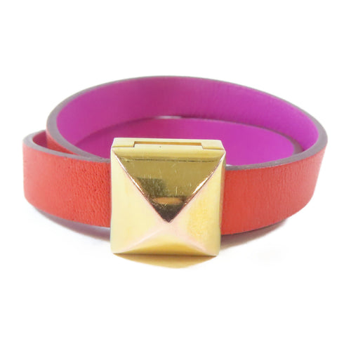 HERMES Medor Infini Double Tour Bracelet Bangle Swift Leather Rouge Tomate Tosca