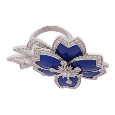 Van Cleef & Arpels Hellebore Ring RP7EO51 18K White Gold Blue
