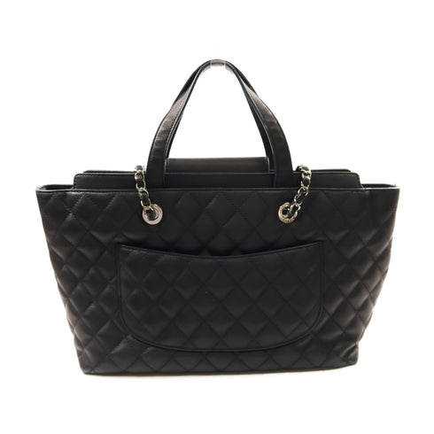 CHANEL CC SHW Shoulder Bag 2Way Chain Calfskin Leather Navy Blue