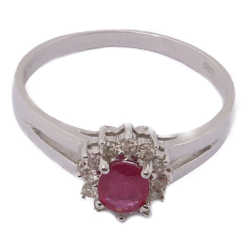 JEWELRY Ruby Diamond Ring 18K White Gold US#6.75