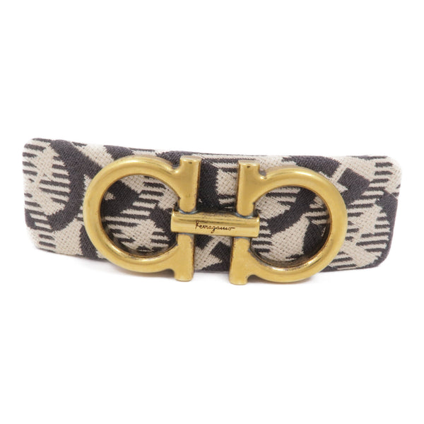 SALVATORE FERRAGAMO Hairpin Metal/Canvas Brown