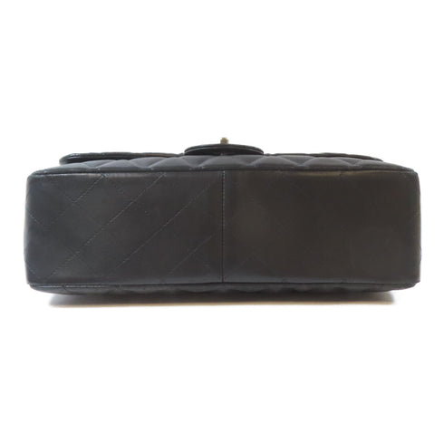 CHANEL Quilted CC SHW Classic Jumbo Shoulder Handbag Lambskin Leather Black