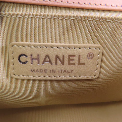 CHANEL CC SHW Boy 25 Chain Shoulder Bag Patent Leather Yellow