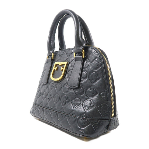 Furla GHW 2Way Bag Shoulder Bag Handbag #290157 Calfskin Leather Black