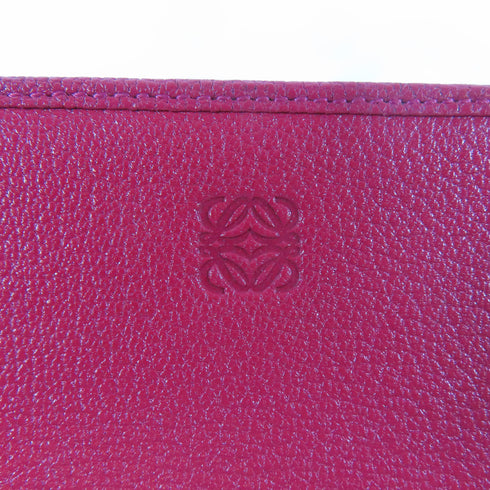 LOEWE SHW Long Round Wallet Calfskin Leather Red