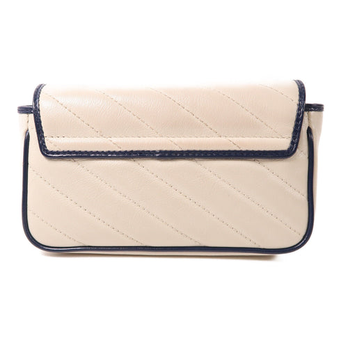 GUCCI GG Marmont Super Mini Chain Shoulder Bag 574969 Calfskin Leather White