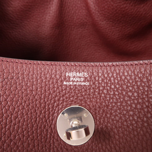 HERMES PHW Lindy 30 2 Way Shoulder Bag Taurillon Clemence Leather Rouge Grenat