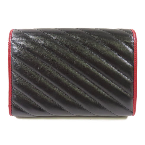 GUCCI GG GHW Chain Shoulder Bag Calfskin Leather Black