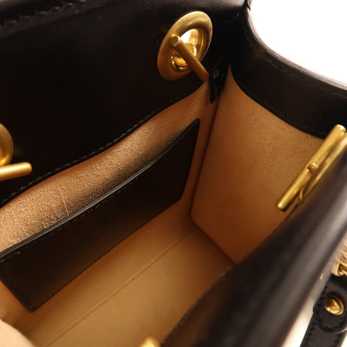 GUCCI GG GHW GG Marmont 2Way Shoulder Handbag Calfskin Leather 696123 Black