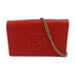 GUCCI GG GHW Wallet On Chain Shoulder Bag Calfskin Leather 598211 Red