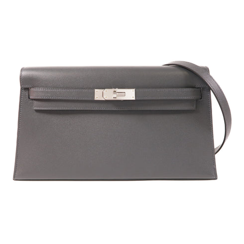 HERMES PHW Kelly Elan Shoulder Bag Madame Leather Gris Misty/Grey