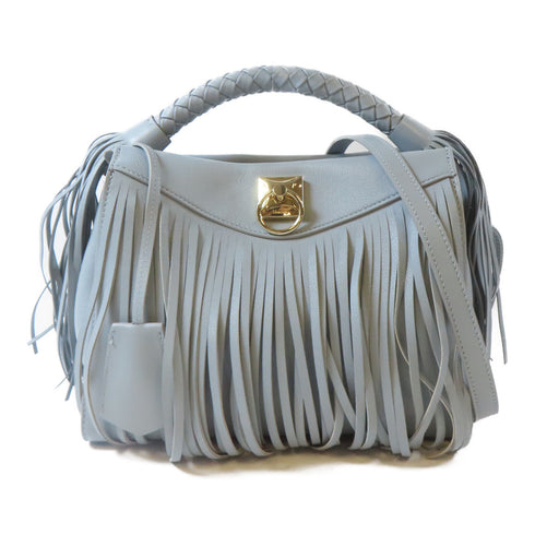 MULBERRY GHW 2 Way Shoulder Crossbody Handbag Calfskin Leather Light Blue