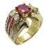 FINE JEWELRY 0.92/0.74ct Ruby 0.91ct Diamond Ring 18K Yellow Gold US#6.25