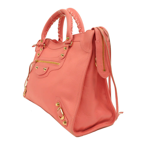 BALENCIAGA GHW Le City Bag 2 Way Shoulder Bag Handbag Calfskin Leather Pink