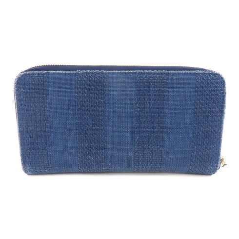 CHANEL CC GHW Zipped Long Wallet Denim Blue