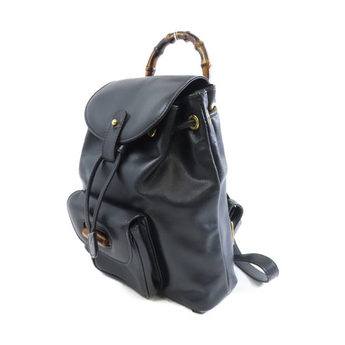 GUCCI GG GHW Bamboo Backpack 003.1705.0030 Calfskin Leather Black