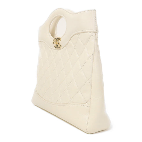 CHANEL CC GHW Chanel 31 2 Way Shoulder Bag Handbag AS4133 Lambskin Leather White