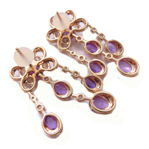 FINE JEWELRY 4.60ct Pink Sapphire 3.40ct Diamond Pierced Earrings 18K Pink Gold