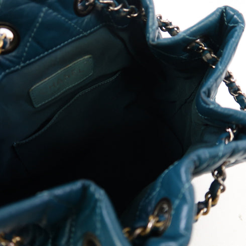 CHANEL Herringbone CC SHW Gabrielle Backpack Lambskin Leather Green