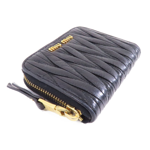 Miu Miu GHW Zipped Wallet Lambskin Leather Black