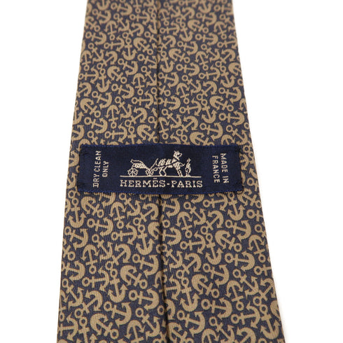 HERMES Necktie Silk Blue/Beige