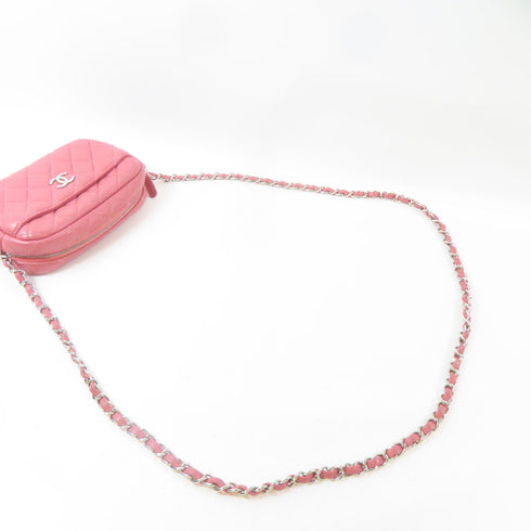 CHANEL Quilted CC SHW Camera Bag Chain Shoulder Crossbody Lambskin Leather Pink