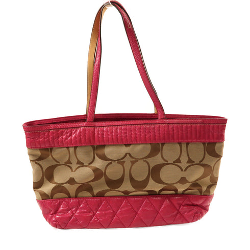COACH GHW Shoulder Bag Tote Bag Canvas Pink