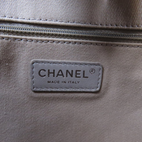 CHANEL CC SHW Beach Tote Bag Chain Shoulder Calfskin Leather Blue