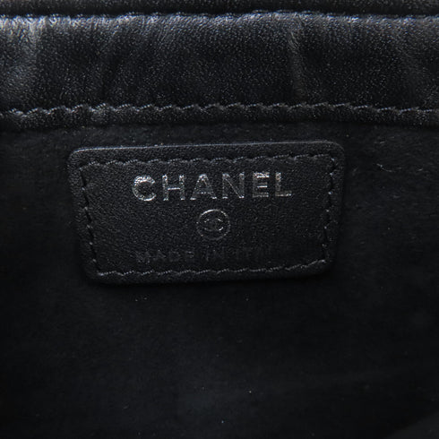 CHANEL CC SHW Chain Shoulder Bag Crossbody Patent Leather Black