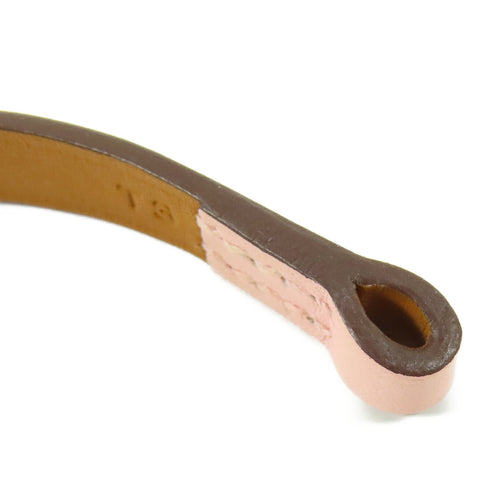 HERMES GHW Rivale Mini Bracelet Bangle Calfskin Leather Pink