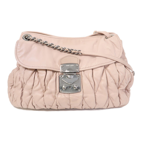 Miu Miu SHW Chain Shoulder Bag Calfskin Leather Pink v1