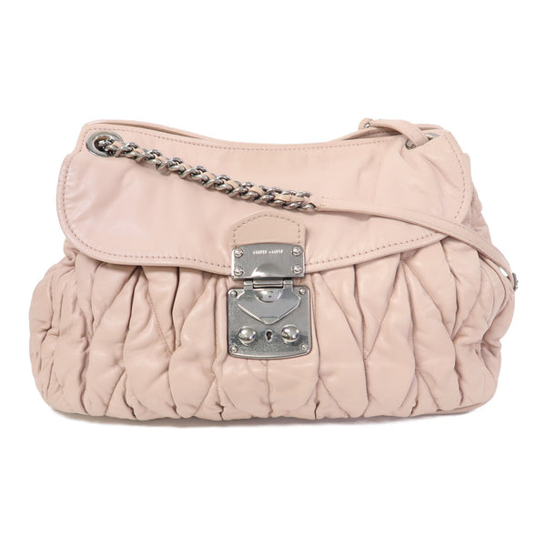 Miu Miu SHW Chain Shoulder Bag Calfskin Leather Pink v1