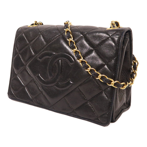 CHANEL CC GHW Vintage Chain Shoulder Bag Lambskin Leather